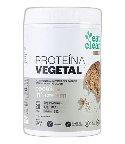 Proteína Vegetal Cookies Cream 600g, Vegano - Eat Clean