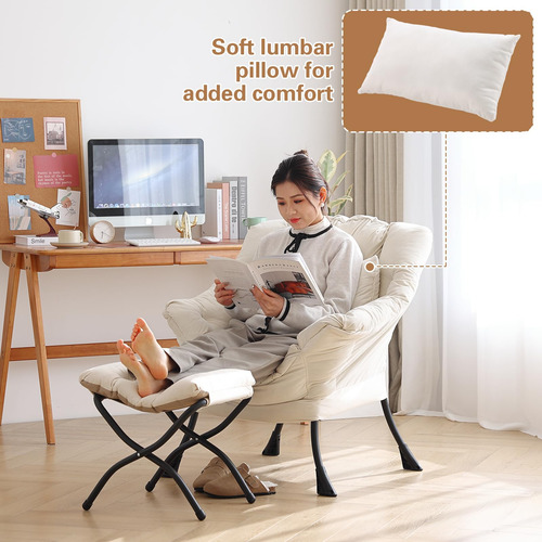 Silla Decorativa Moderna Con Almohada Lumbar Color Rosa