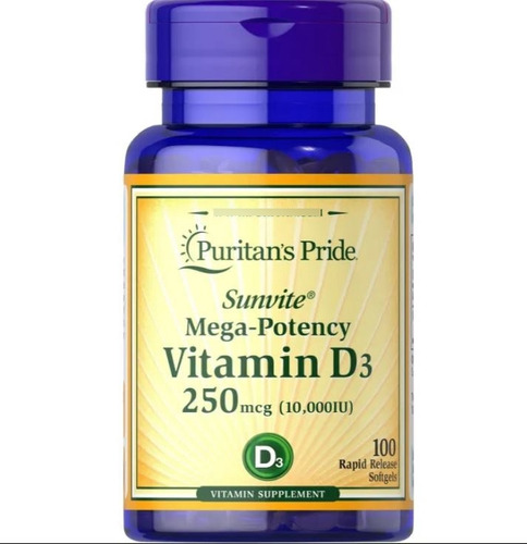 Vitamina D3 10.000 Ui Puritan's Pride 100 Softgels