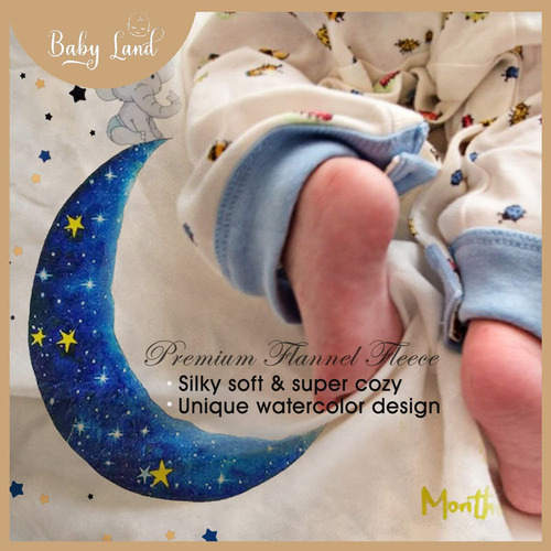 Baby Milestone Blanket Boy And Girl- Elephant And Moon Desig