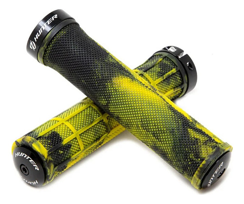 Puños Bicicleta Hunter Grips Abrazadera Aluminio Side Lock Color Amarillo