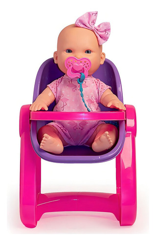 Boneca Infantil Mi Nenê Cadeirão E Xixi Anjo Brinquedos