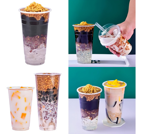 50 Vasos Plasticos Desechables Vaso Tapa Domo Con Hoyo 24oz