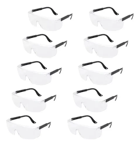 comprar Kit 10 Óculos De Segurança Epi Tipo Rj Incolor Evolution Policarbonato Com Proteção Lateral Valeplast