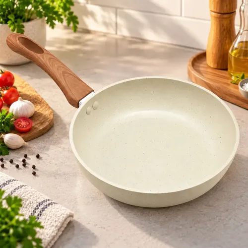 Frigideira Cerâmica Antiaderente Fogão Cooktop Indução Gás Bege 20cm - R$ 50,9