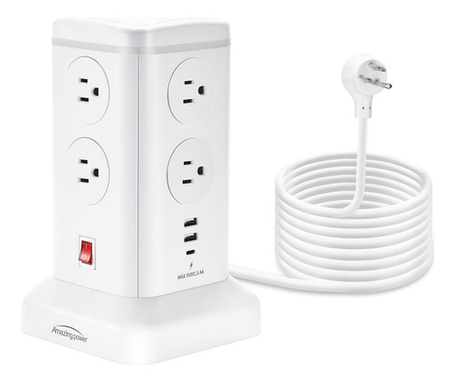 Torre De Regleta Con 6 Puertos Usb Y 8 Salidas Ca De 6.5 Pie