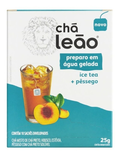 Imagem 2 de 3 de Chá Leão Água Gelada - Ice Tea E Pêssego 10 Sachês