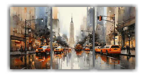 180x90cm Cuadro Mágico Nueva York Gris Champán Mar Flores