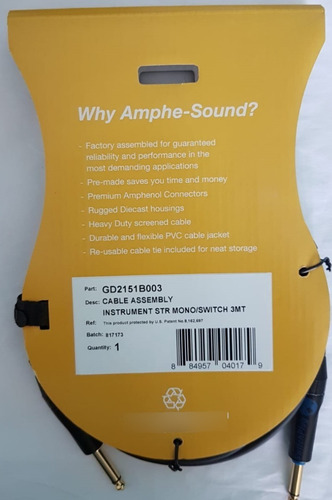 Imagen 2 de 3 de Cable Amphenol Plug A Plug Switch 3m Gold Series Australia