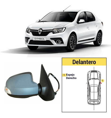 Espejo Renault Symbol 13-18 Intermitente Derecho Manual