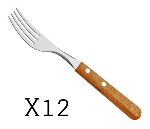 Tenedor De Mesa Mango De Madera Tramontina X 12 Unidades