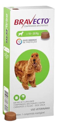 Bravecto Comprimido Antipulgas E Carrapatos Cães 10 A 20kg