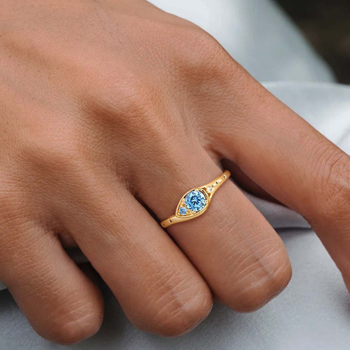 Anillo Vowstone Dorado Con Zafiros Y Diamantes Para Mujer