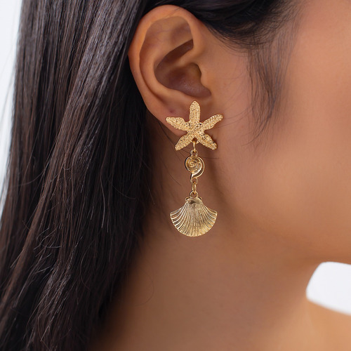 Pendientes Colgantes Asimétricos Simples Con Forma De Estrel