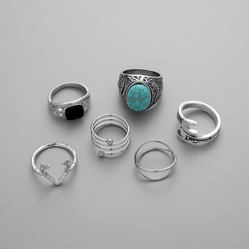 Conjunto De 6 Piezas Con Cuernos De Llave Turquesa Para Homb