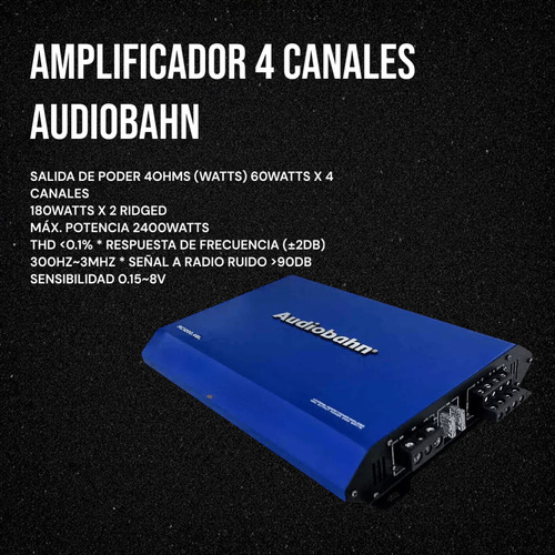 Amplificador 4ch Audiobahn+ Set De Medios 6.5 Audiolabs