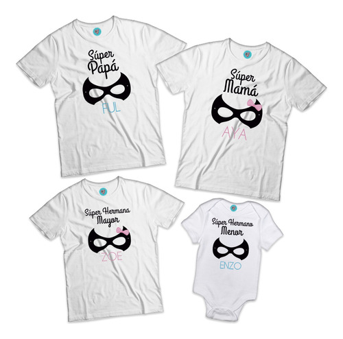 Combo Familia X4: Remera Papa Mama Hijo Body Bb Envío Gratis