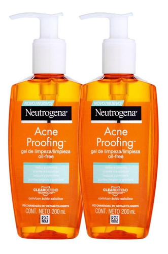 Kit 2 Gel De Limpeza Neutrogena Acne Proofing 200ml