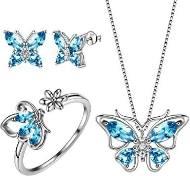 Aurora Tears - Collar De Mariposas De Plata Esterlina 925