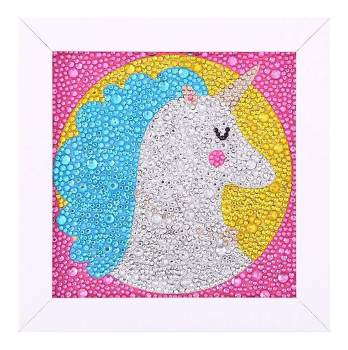 Pintura Diamante 5d Facil Con Marco -unicornio Mod.2-15x15cm