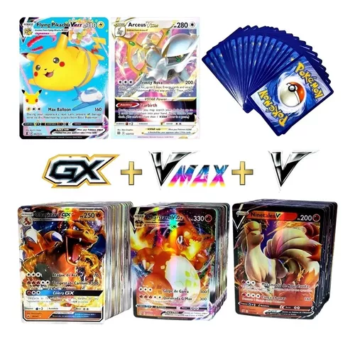Kit 100 Cartas Pokemon Aliados Gx Vmax V Shiny