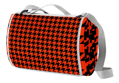 Manta Picnic Para Exterior Diseño Pata Gallo Naranja Negro X