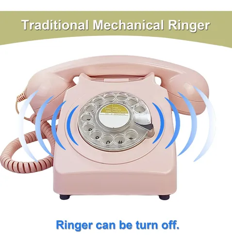 Pink Retro Rotary Lline Phone De 1960 De Teléfonos Antiguos