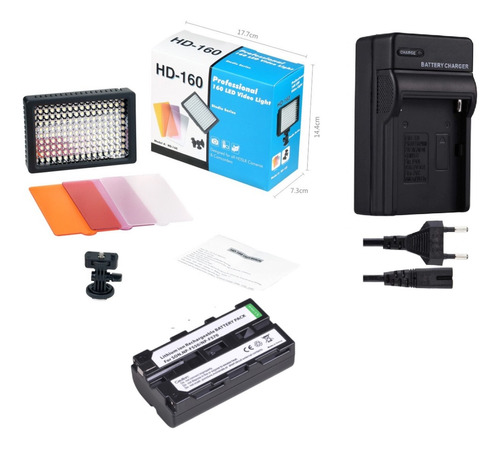 Foco Led 160 + 3 Filtros + Cargador + Batería