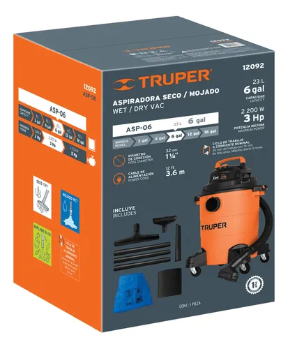 Set Hidrolavadora 1500psi + Aspiradora 6 Galones Truper