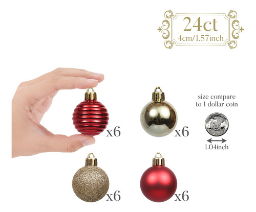 Esferas Navideñas Inastillables 24 Piezas 40 Mm Decoración Á