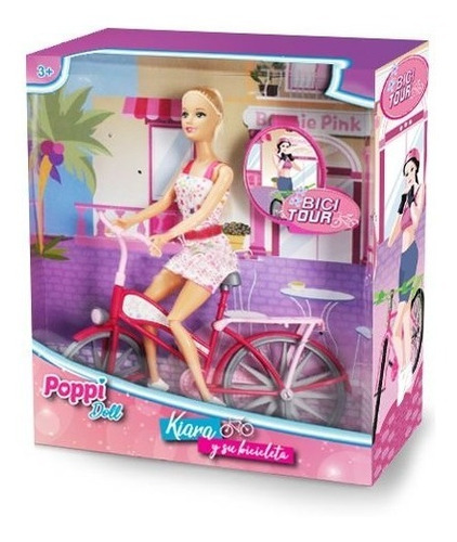 Imagen 1 de 6 de Muñeca Poppi Kiara Y Su Bicicleta 31 Cm