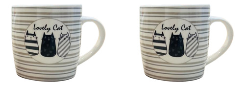 Set X4 Tazas Ceramica Gatitos Kawaii Cat Paw Te Cafe Cute Blanco Lovely Circulo