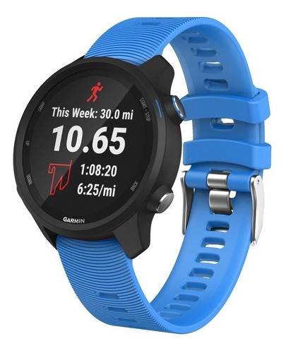 Pulseira Silicone Para Garmin Forerunner 245 645 Music Watch Cor Azul-claro Largura 20