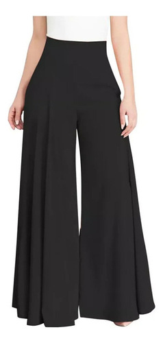 Pantalon K Mujer Solid Elegante Cintura Alta Pierna Ancha