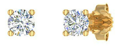 1/4 Quilates Pendientes Diamante 4 Puntas En Oro 14k - Igi C