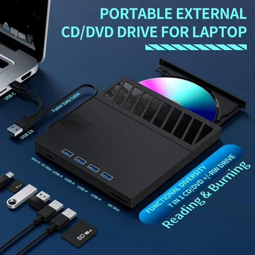 Reproductor Para Pc Appinessey, 7 En 1, Lector Sd/tfcd/dvd