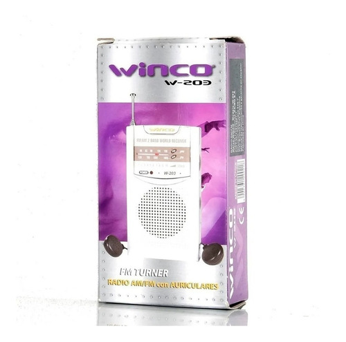 Imagen 2 de 4 de Radio Portatil Winco W-203 Am Fm Clip Cinto + Auricular