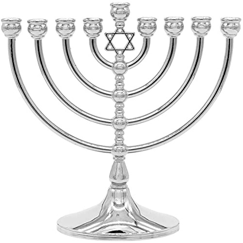 Menorá De Hanukkah Acabado De Aluminio Pulido De Estre...