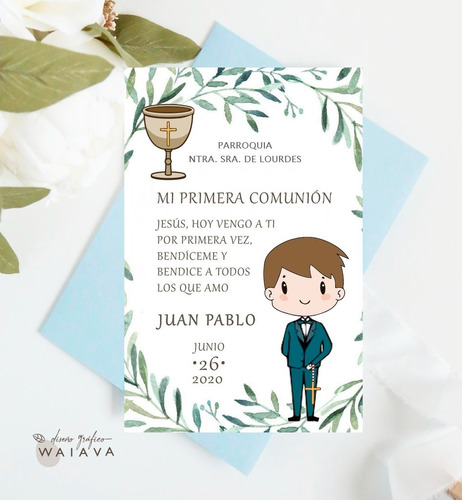 Imagen 4 de 10 de Tarjetitas Nenes Primera Comunión Estampas X 4u