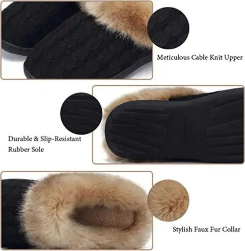 Pantuflas De Abrigo Plantilla Memory Foam Para Dama