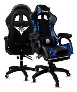 Silla Gamer Camuflada Ergonómica Con Masajeador Y Posapies