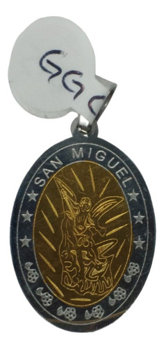 Dije De Medalla De San Miguel Arcángel Plateado Y Dorado