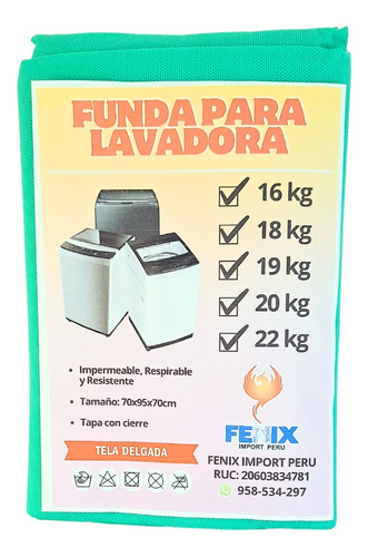 Funda / Forro Para Lavadoras Tela Delgada 16 - 22kg