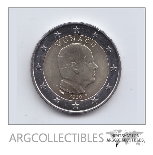 Monaco Moneda 2 Euros Bimetalica 2020 Principe Albert Ii Unc