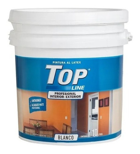 Pintura Látex Lavable  Topline Interior/ext 10 Litros Blanco