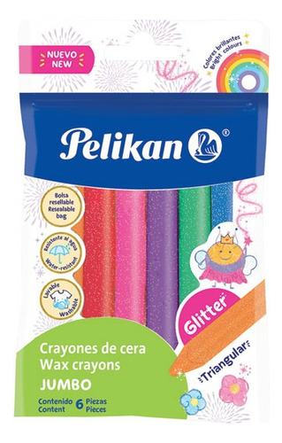 Crayola Pelikan Jumbo Gruesas Glitter X6 Serviciopapelero