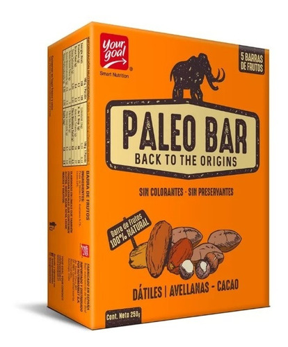 Barras De Proteina Yourgoal Paleo Bar 5u Avellanas Cacao