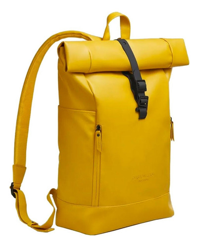 Mochila Gaston Luga Rullen Mostaza/negro Color Amarillo Diseño de la tela Liso