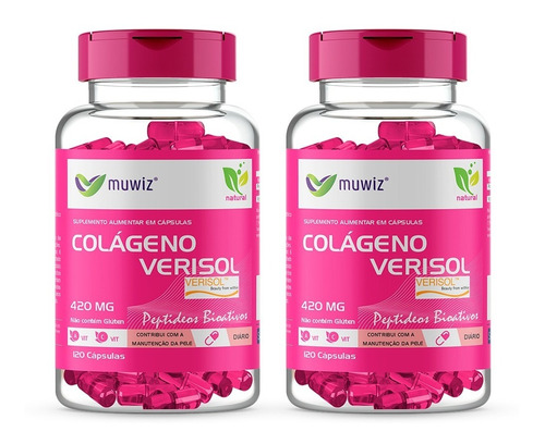 Colágeno Verisol 120 Cápsulas Muwiz 420 Mg 2 Potes