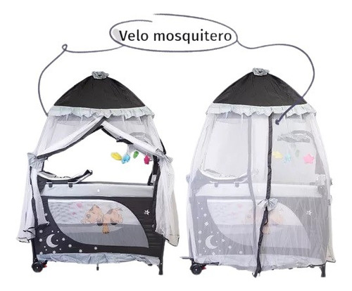 Cuna De Viaje Corral Con Toldo Starkids Draco Azul Marino